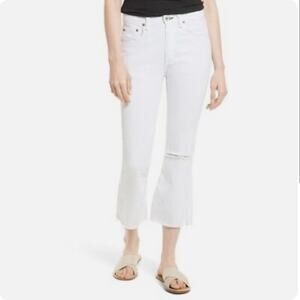 Rag & Bone Marilyn Bright White High Rise Crop Flare Jeans Size 28
